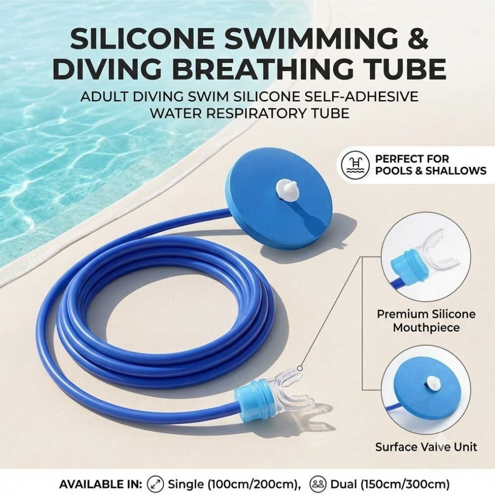 Snorkel Dry Top - ท่อหายใจซิลิโคนสำหรับดำน้ำสำหรับผู้ใหญ่ ท่อหายใจแบบยืดหยุ่นสำหรับดำน้ำตื้น สายหายใจใต้น้ำ